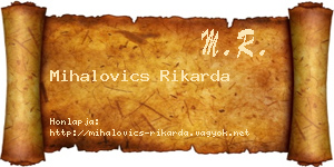 Mihalovics Rikarda névjegykártya